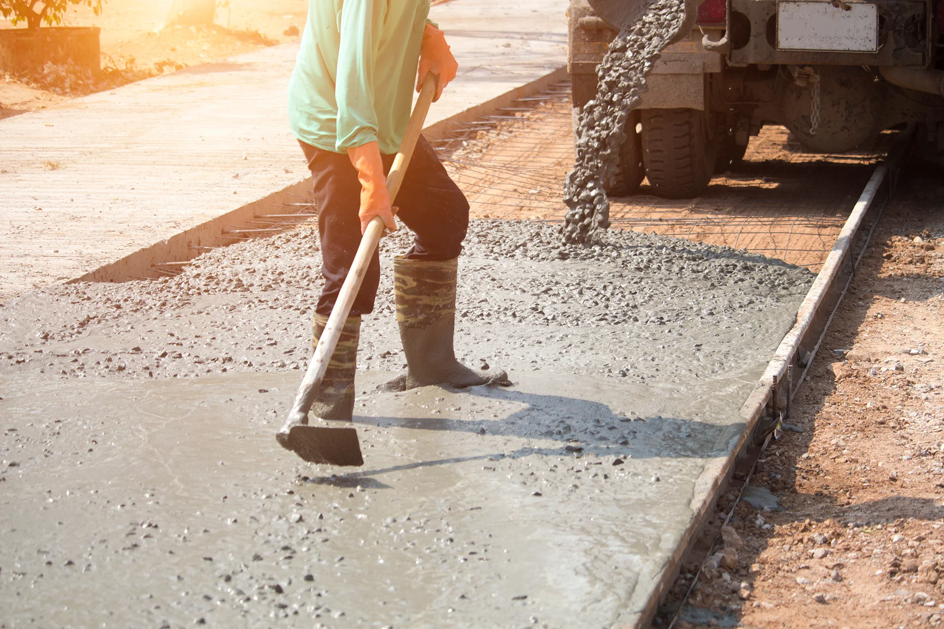 Construction crew working on a residential site