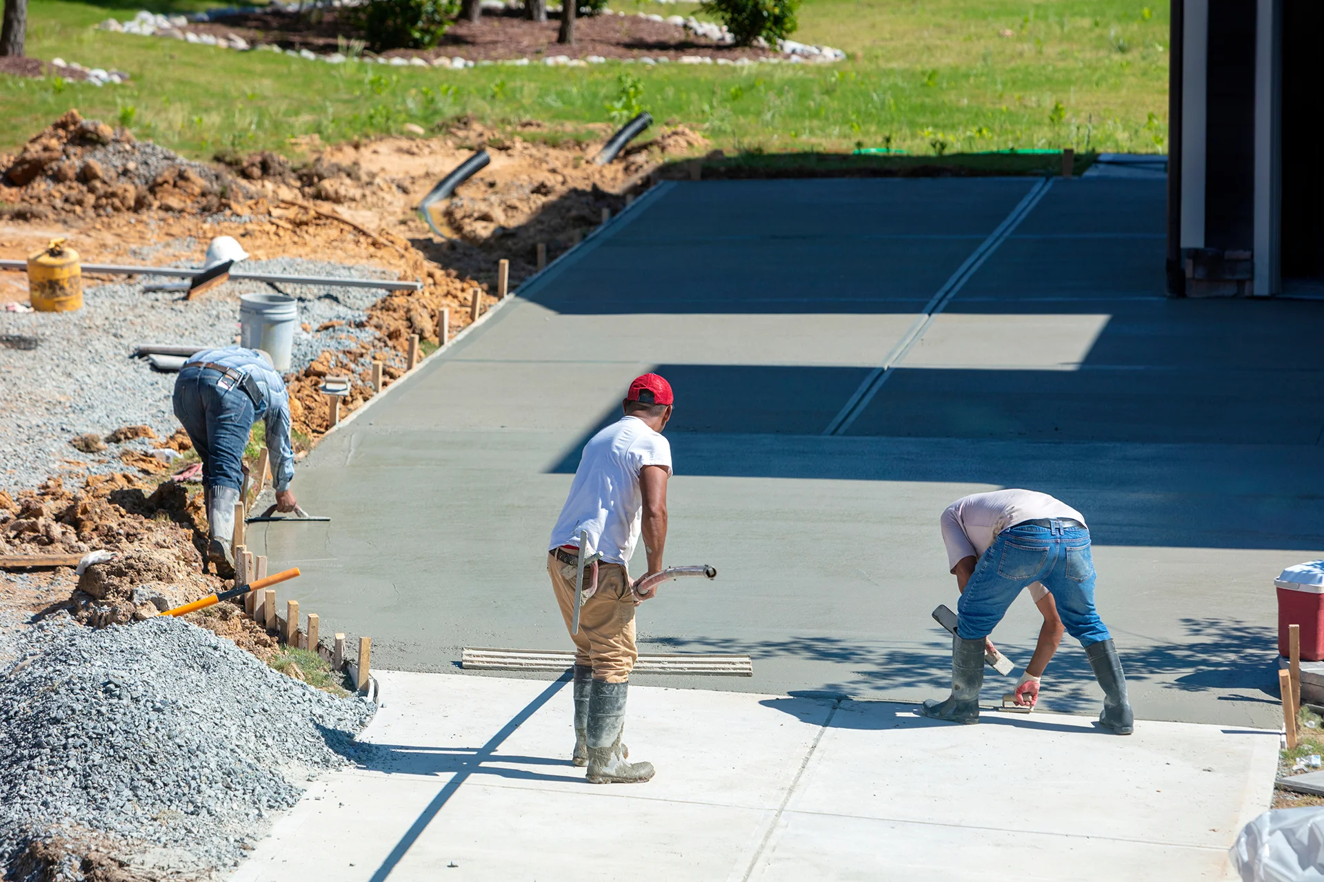 Freshly poured residential concrete surface